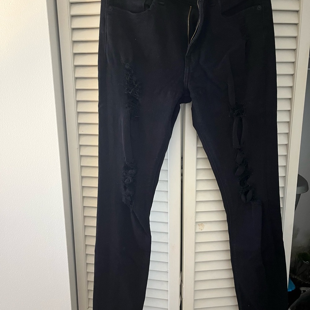 Express Black Distressed Jeans